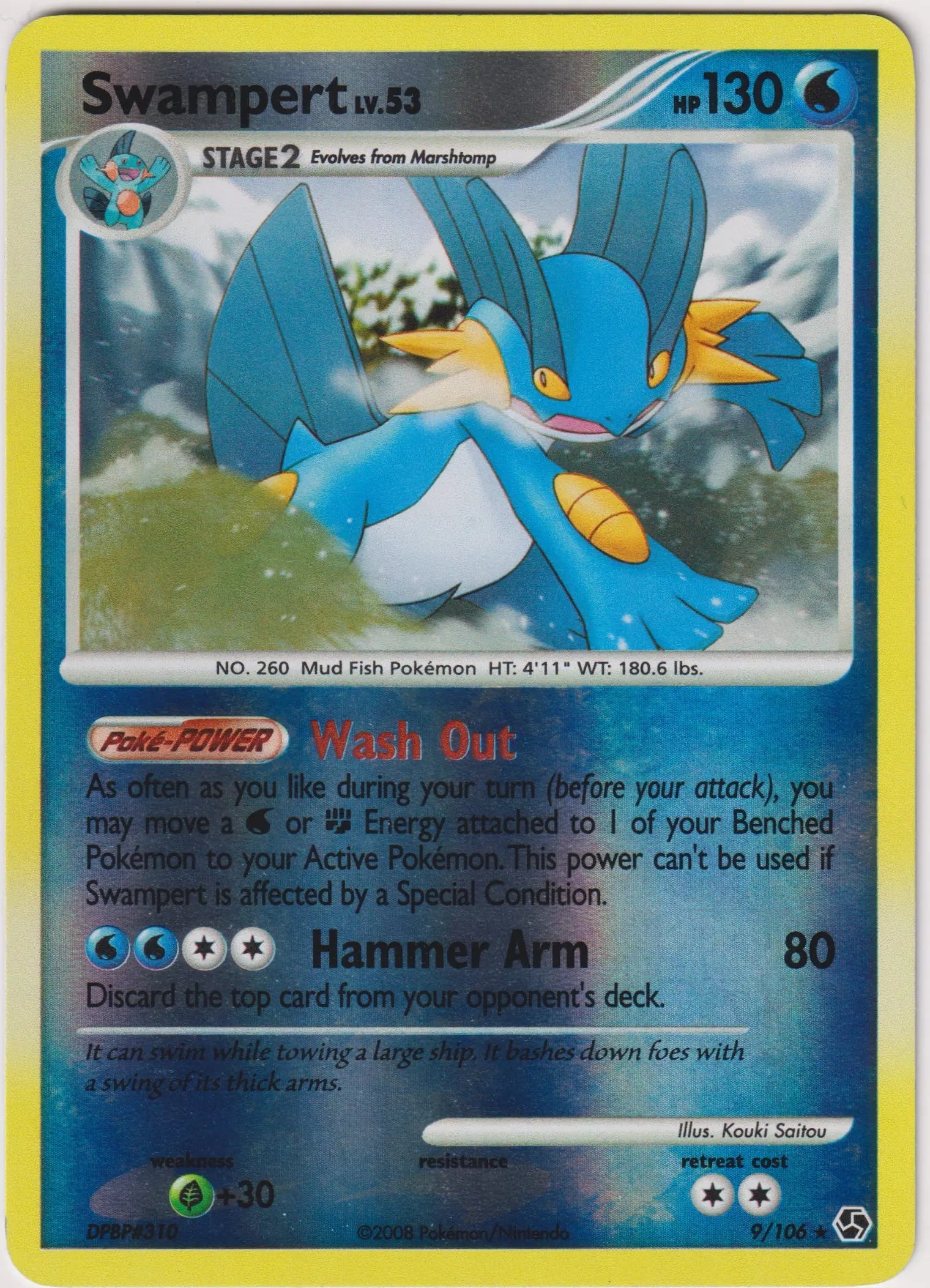 2008 Pokemon Great Encounters Swampert Reverse Holo Rare 