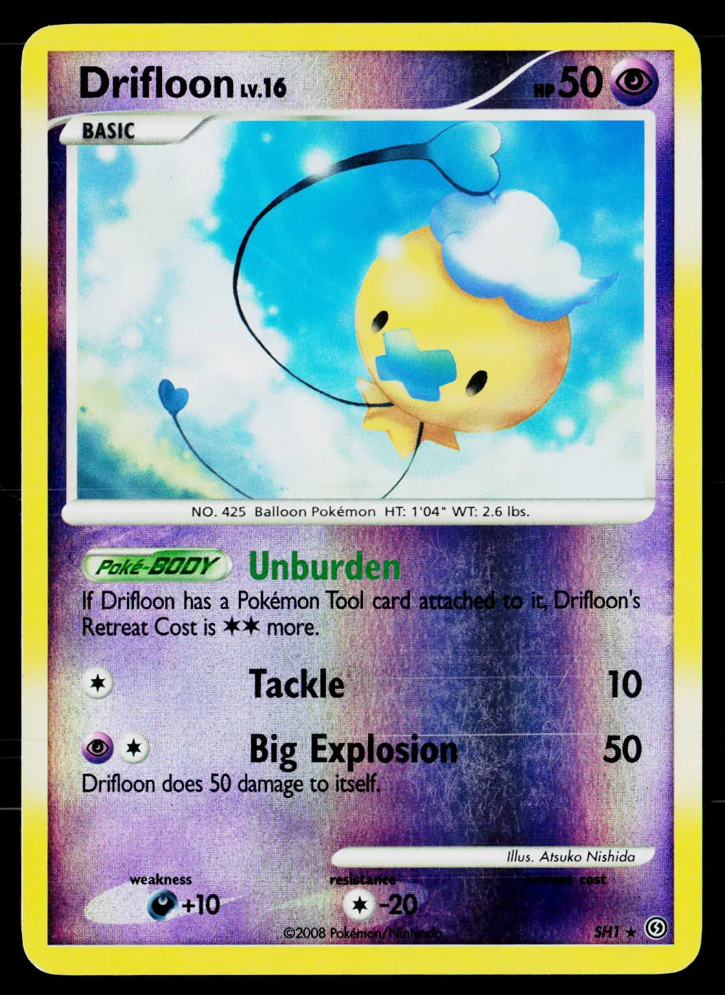 2008 Pokemon Stormfront Drifloon Shiny Reverse Holo Rare SH1 