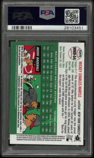 2008 Topps Baseball Blue Refractor Mickey Mantle Reprint #MMR54 OC PSA 9 