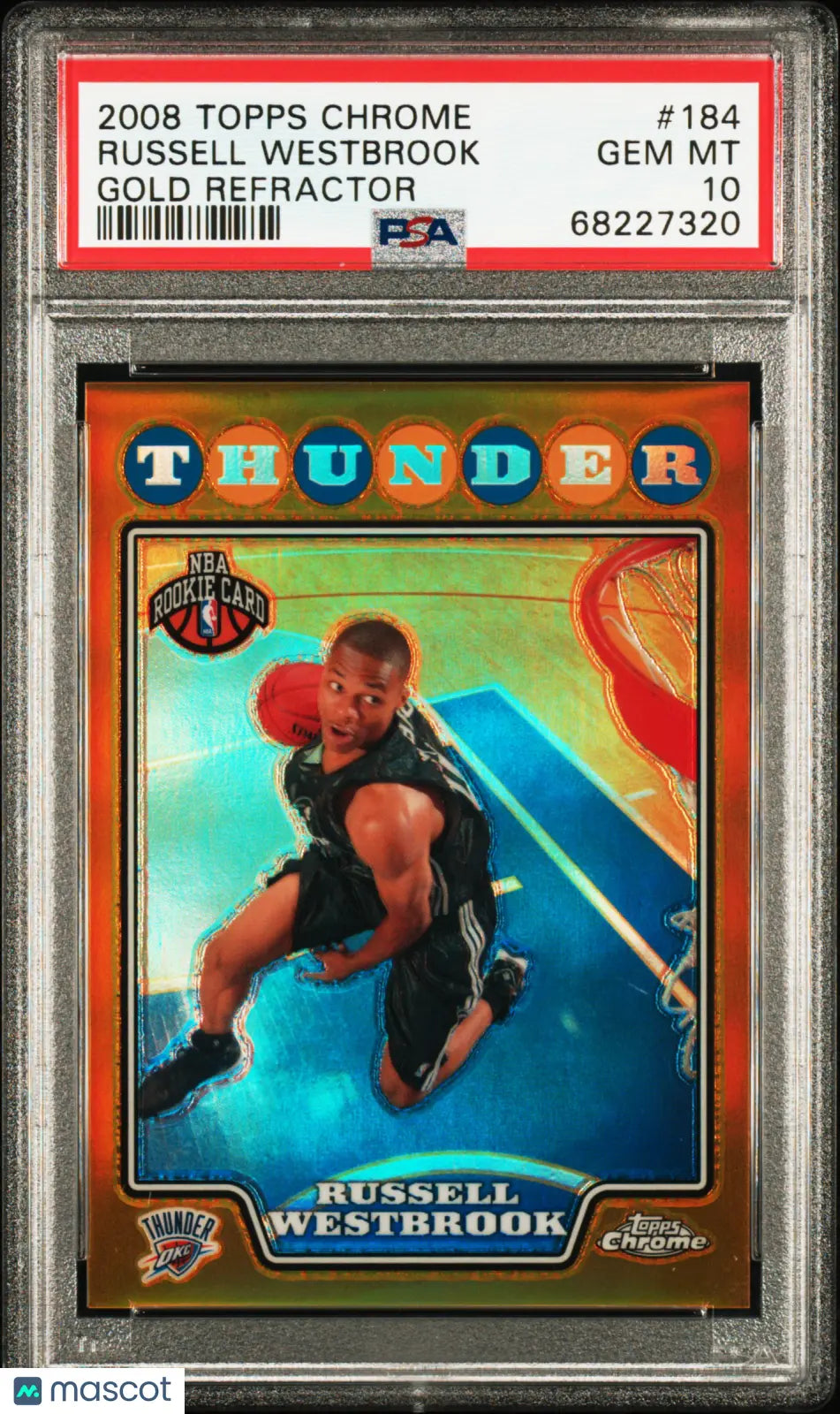 2008 Topps Chrome Basketball Russell Westbrook RC Gold Refractor PSA 1