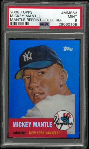 2008 Topps Mickey Mantle REPRINT Mickey Mantle Blue Refractor PSA 9 