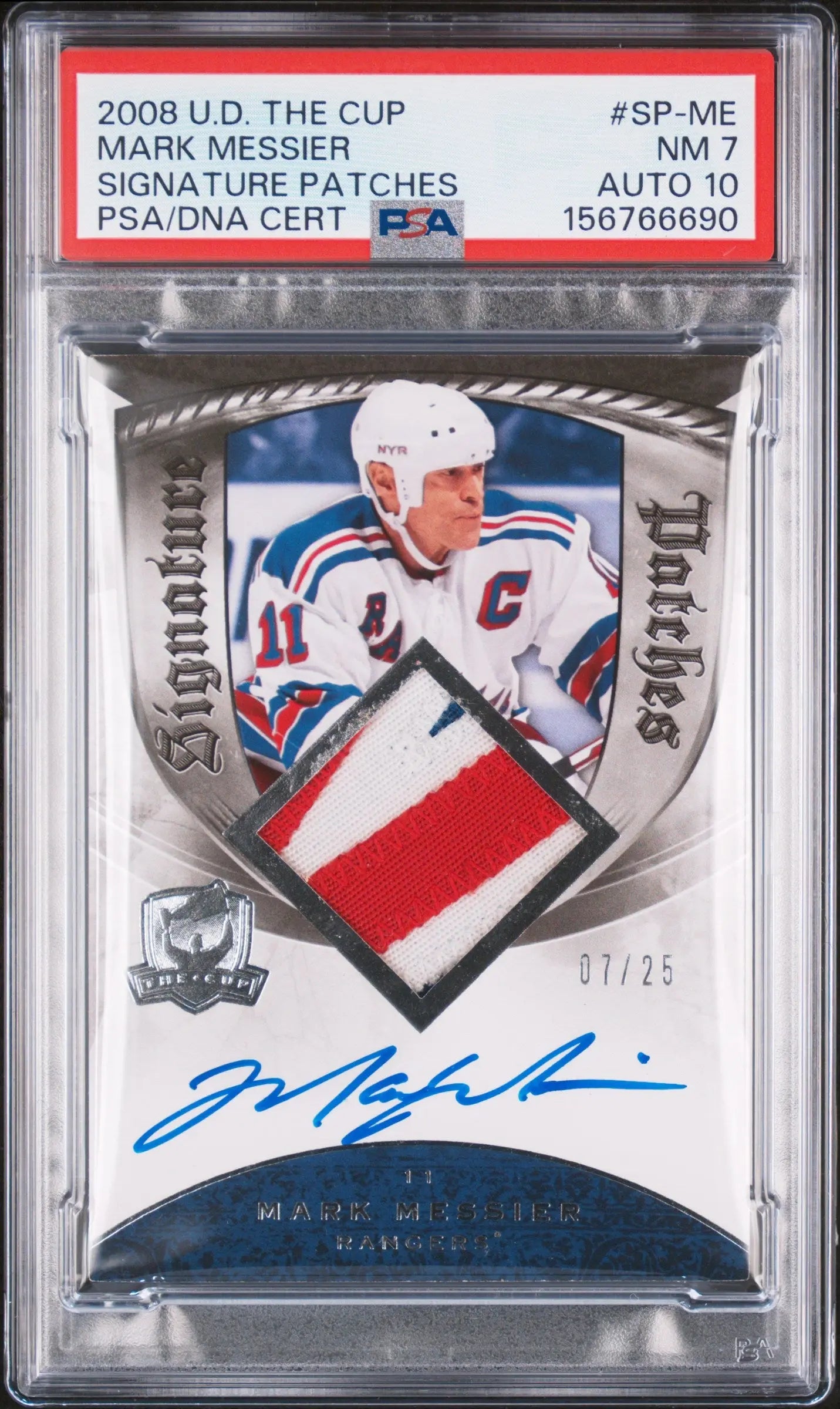 2008 Upper Deck The Cup Signature Patch Autograph Mark Messier /25 PSA 7 Auto 10 