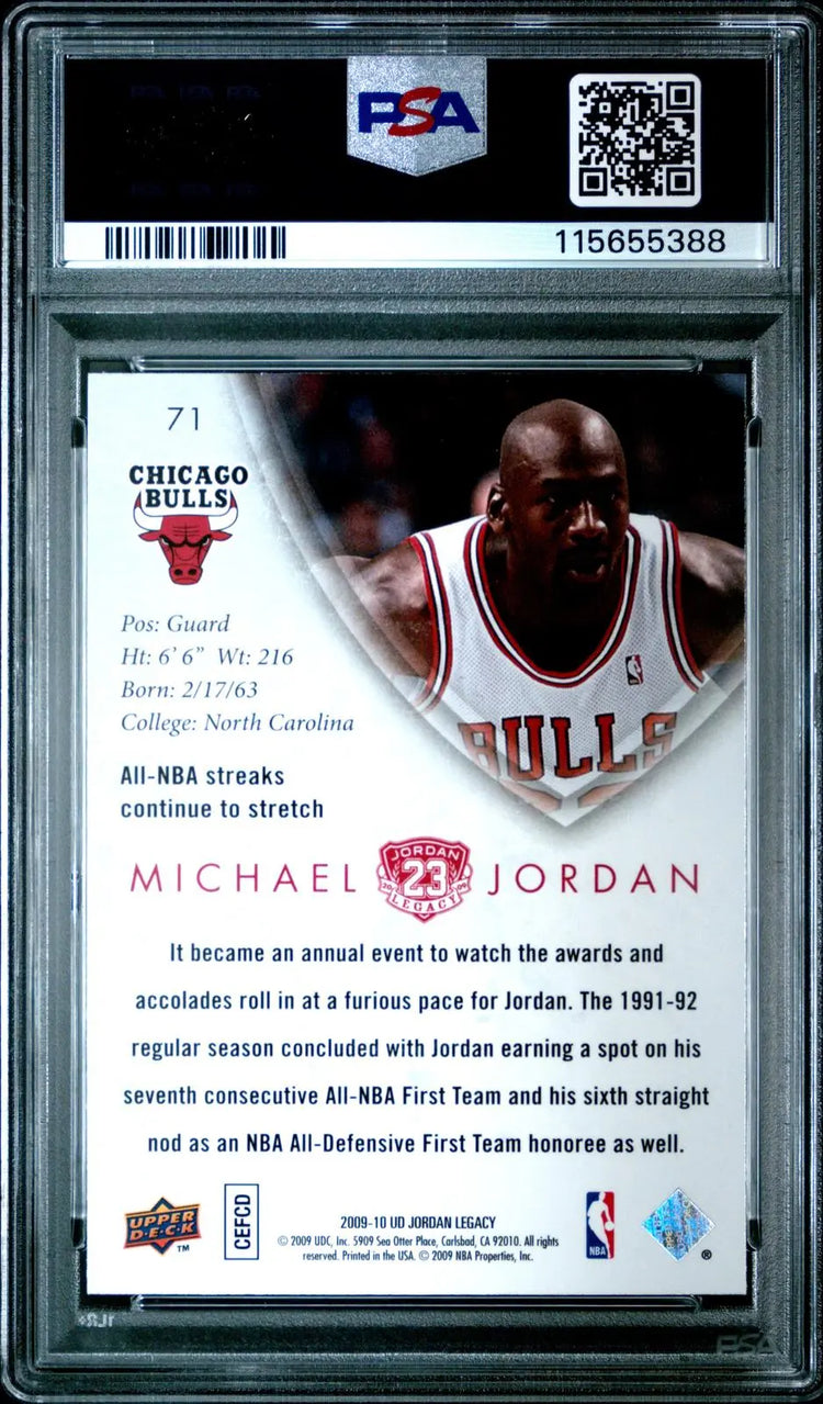 2009-10 Upper Deck Jordan Legacy Basketball Michael Jordan Gold PSA 9 