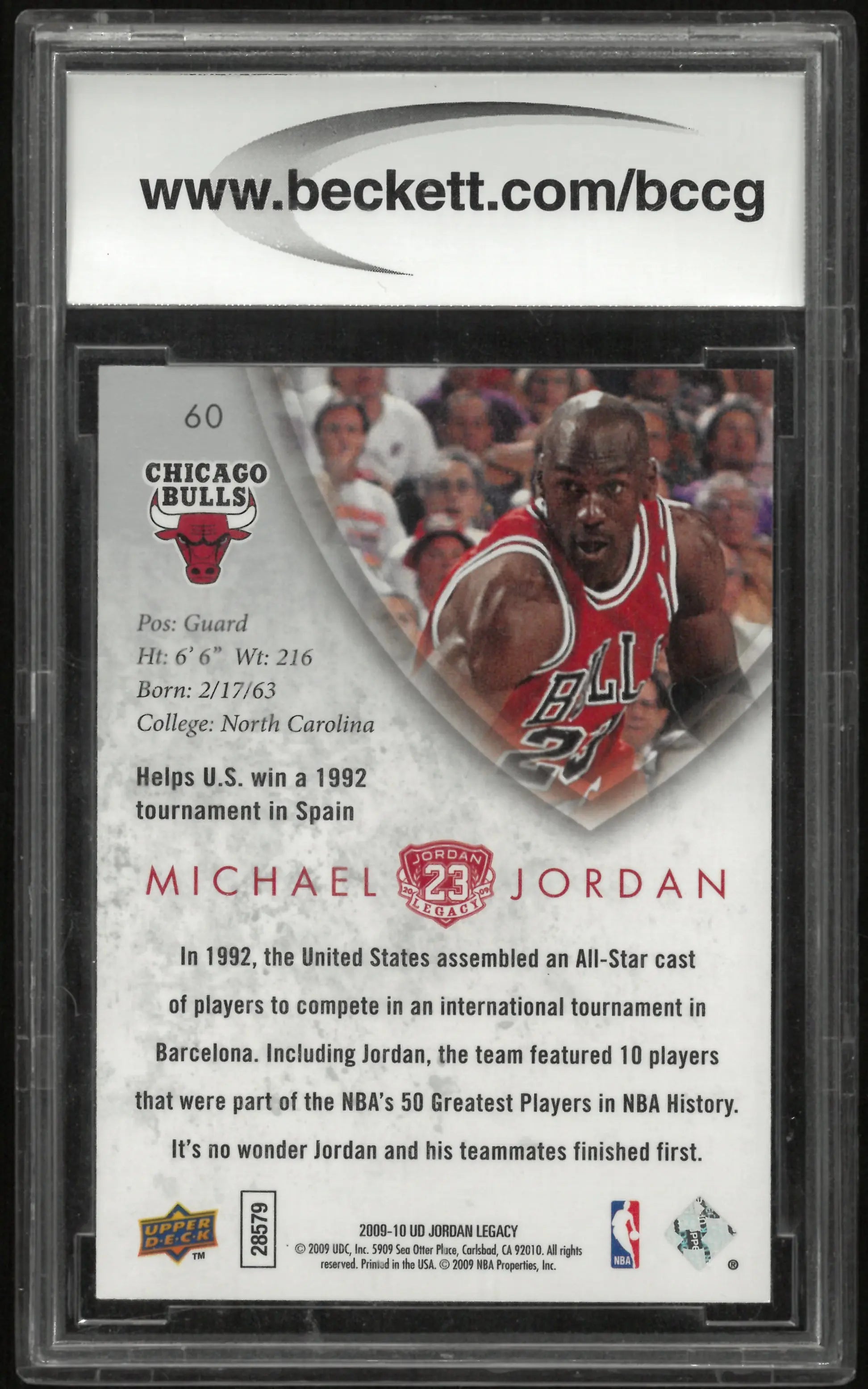 2009-10 Upper Deck MJ Legacy Collection Gold Michael Jordan #60 BGS 10 