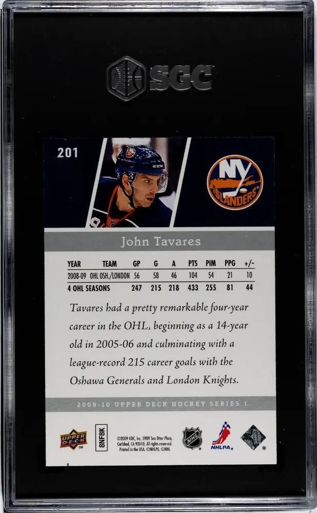 2009-10 Upper Deck Series 1 John Tavares Young Guns RC Rookie #201 SGC 8 