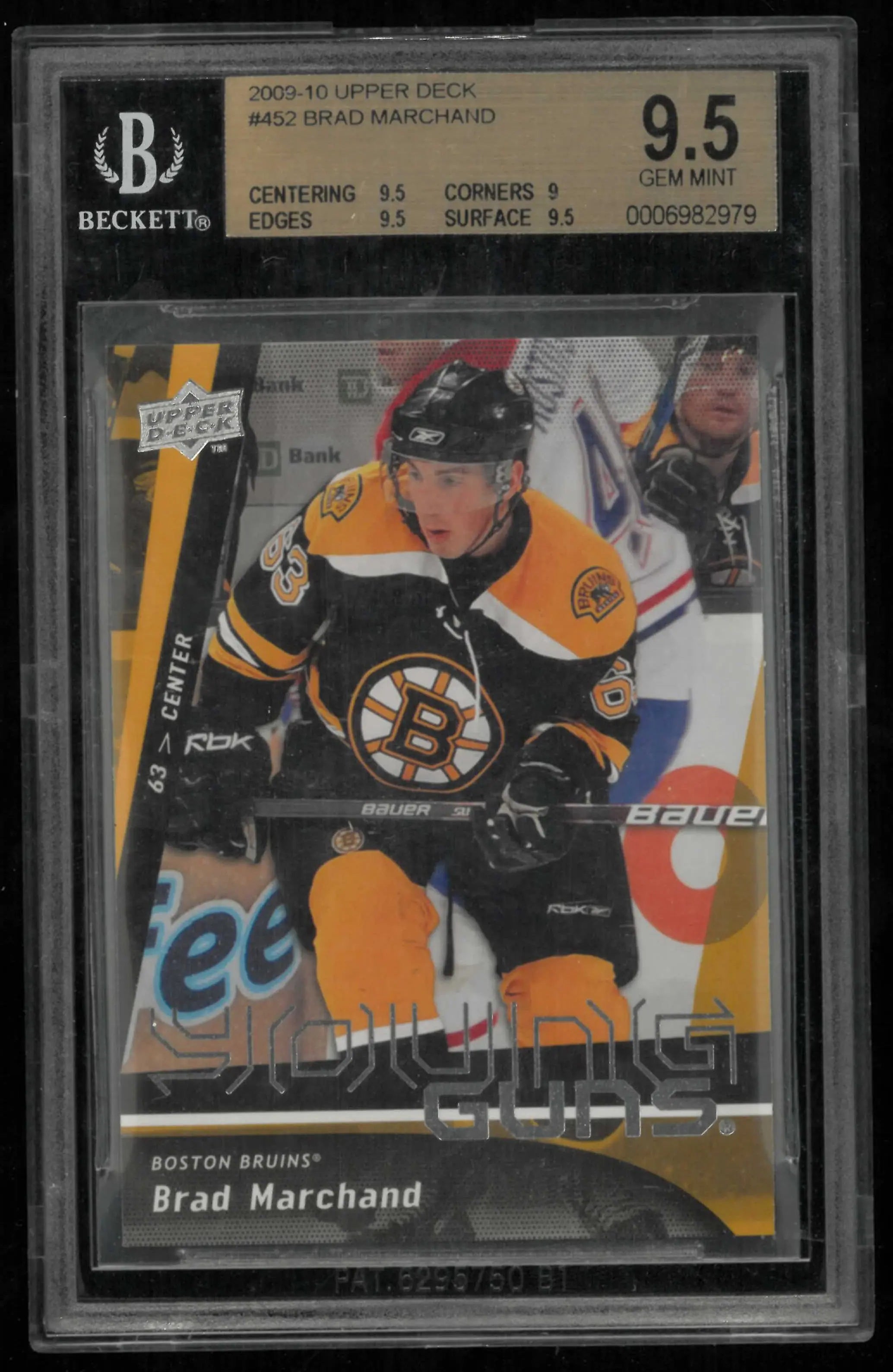 2009-10 Upper Deck Series 2 Young Guns Rookie Brad Marchand RC BGS 9.5 