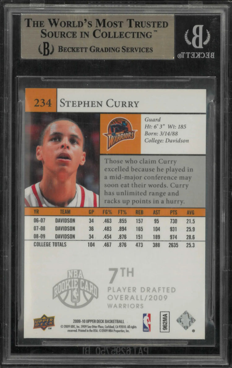2009-10 Upper Deck Star Rookies Stephen Curry Gold RC BGS 9.5 
