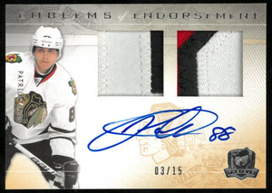 2009-10 Upper Deck The Cup Emblems Of Endorsement Dual Patch Auto Patrick Kane /15 