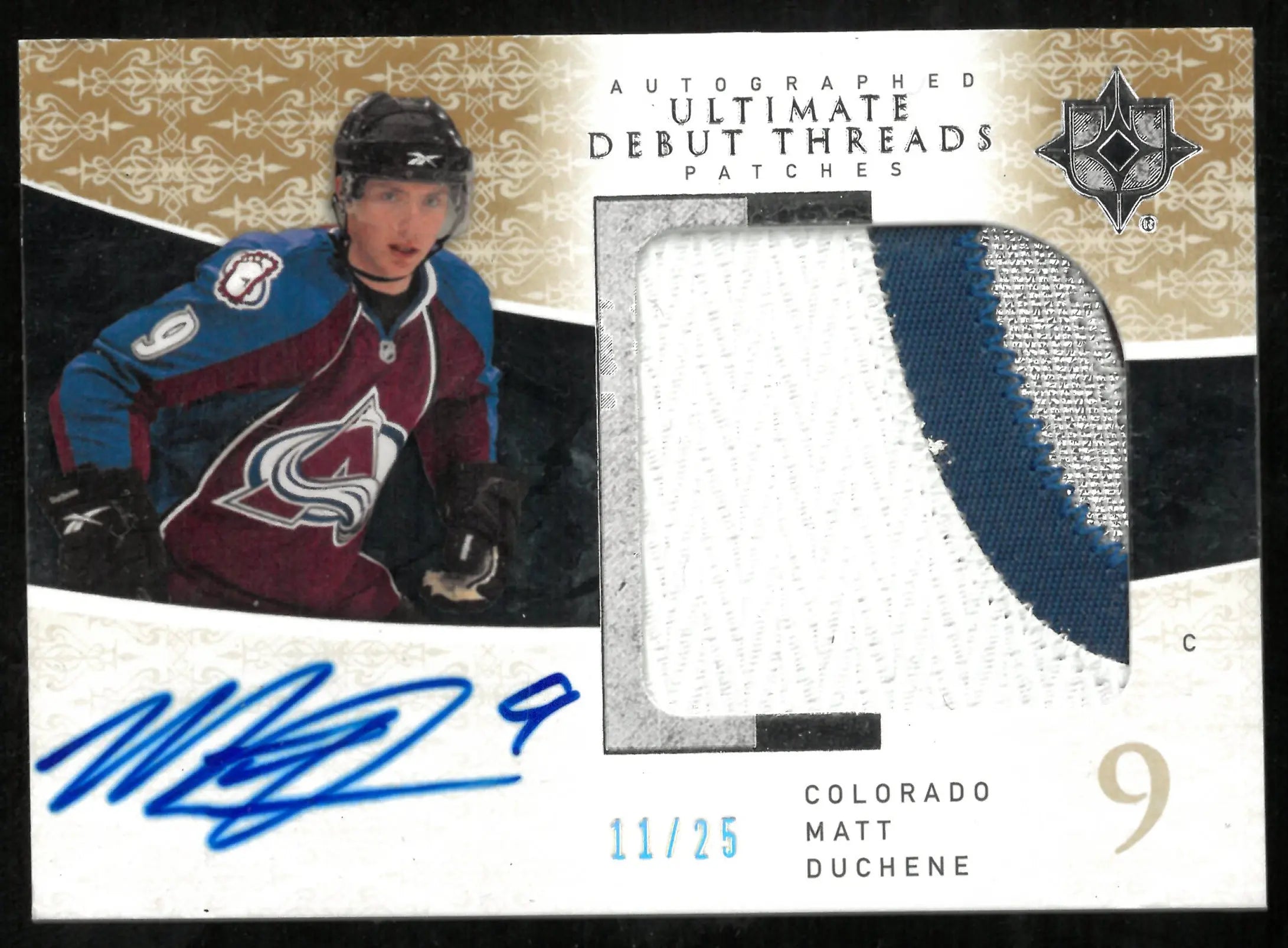 2009-10 Upper Deck Ultimate Collection Auto Debut Threads Patch Matt Duchene /25 