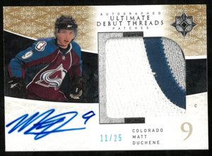 2009-10 Upper Deck Ultimate Collection Auto Debut Threads Patch Matt Duchene /25 