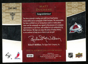 2009-10 Upper Deck Ultimate Collection Auto Debut Threads Patch Matt Duchene /25 
