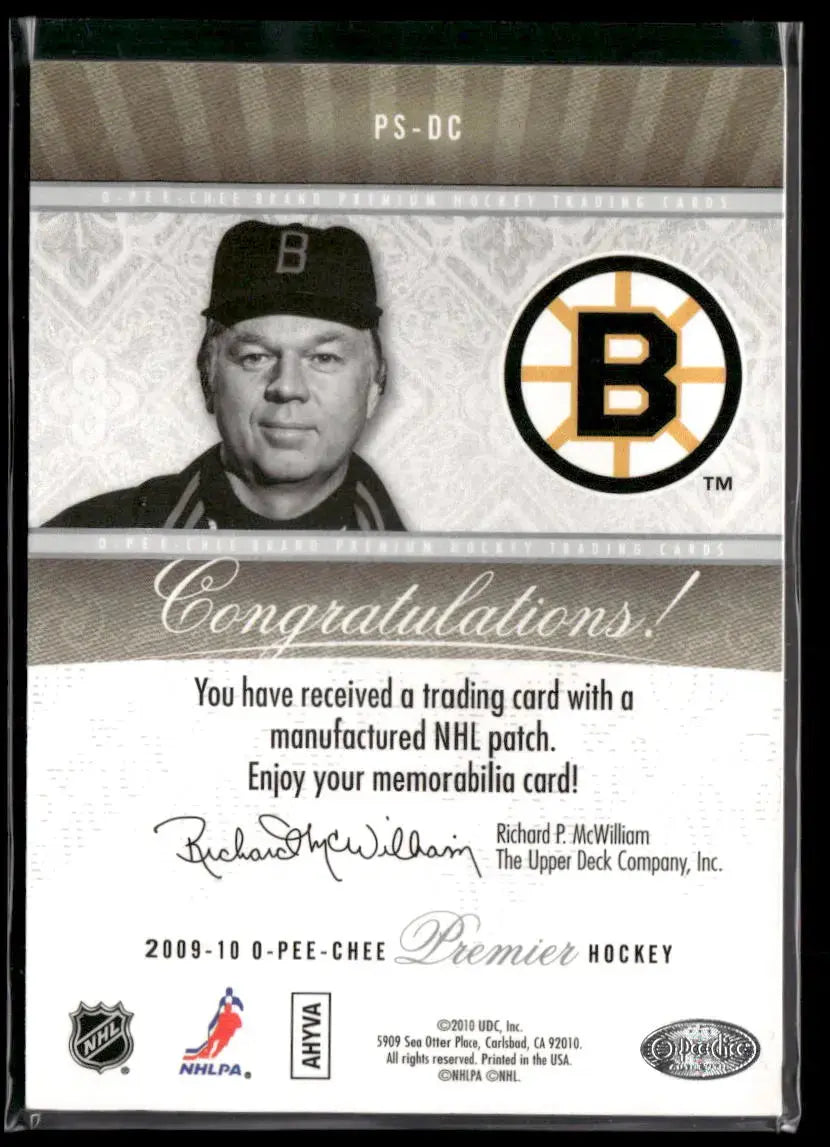 2009 O-Pee-Chee Premier Hockey Stitchings Patch Don Cherry /199 