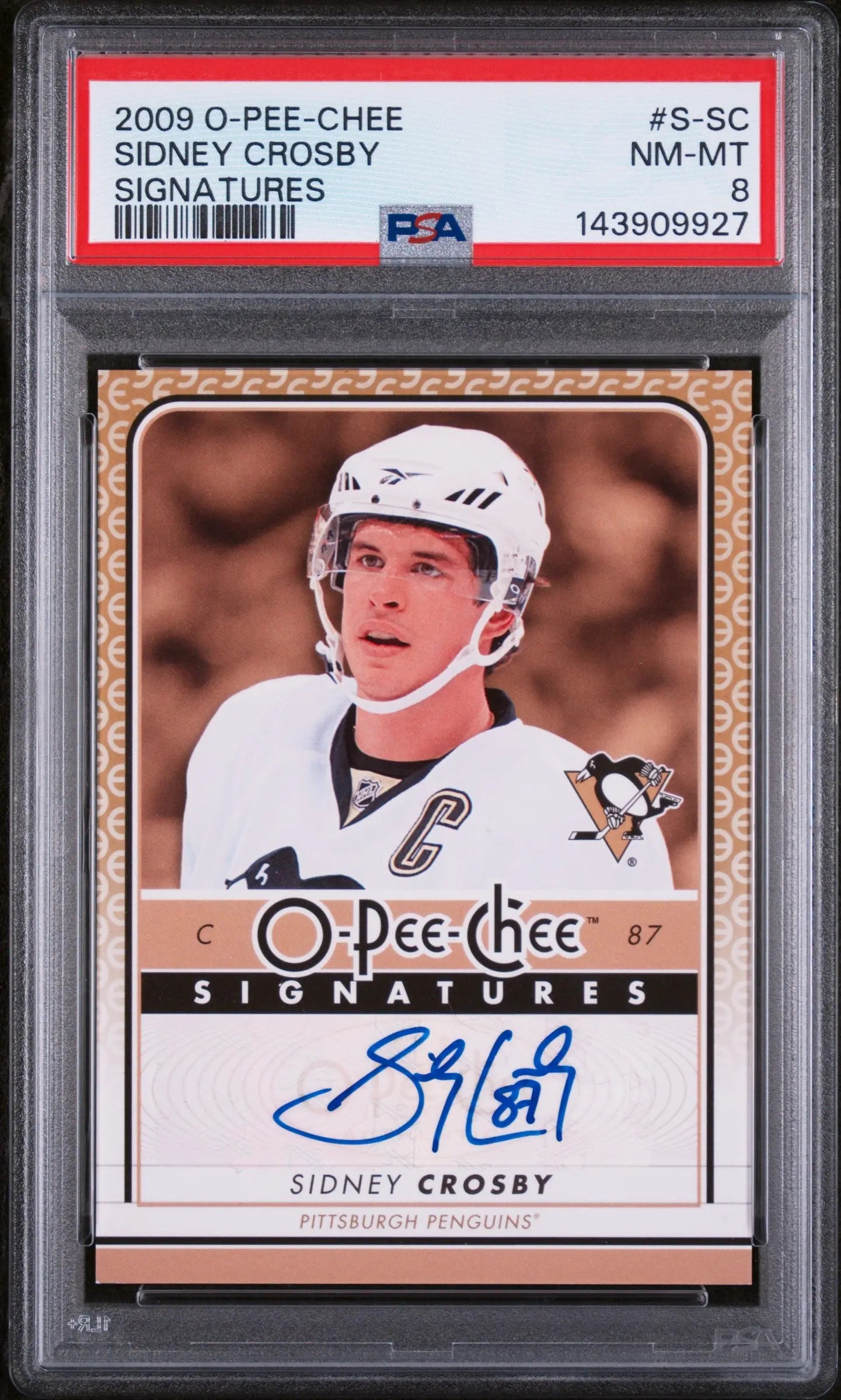 2009 O-Pee-Chee Signatures Autograph Sidney Crosby Auto PSA 8 