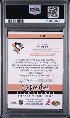 2009 O-Pee-Chee Signatures Autograph Sidney Crosby Auto PSA 8 