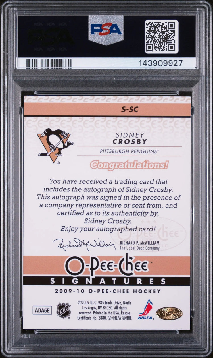 2009 O-Pee-Chee Signatures Autograph Sidney Crosby Auto PSA 8 