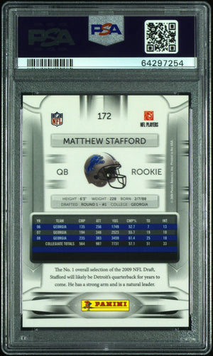2009 Playoff Prestige Matthew Stafford Draft Day Photo RC Rookie PSA 10 