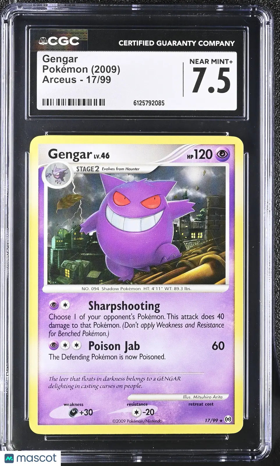 2009 Pokemon Arceus Gengar 17/99 CGC 7.5 