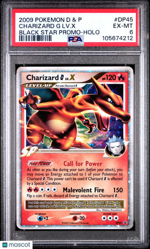 2009 Pokemon Diamond & Pearl Black Star Promo Charizard G LV. X DP45 PSA 6 