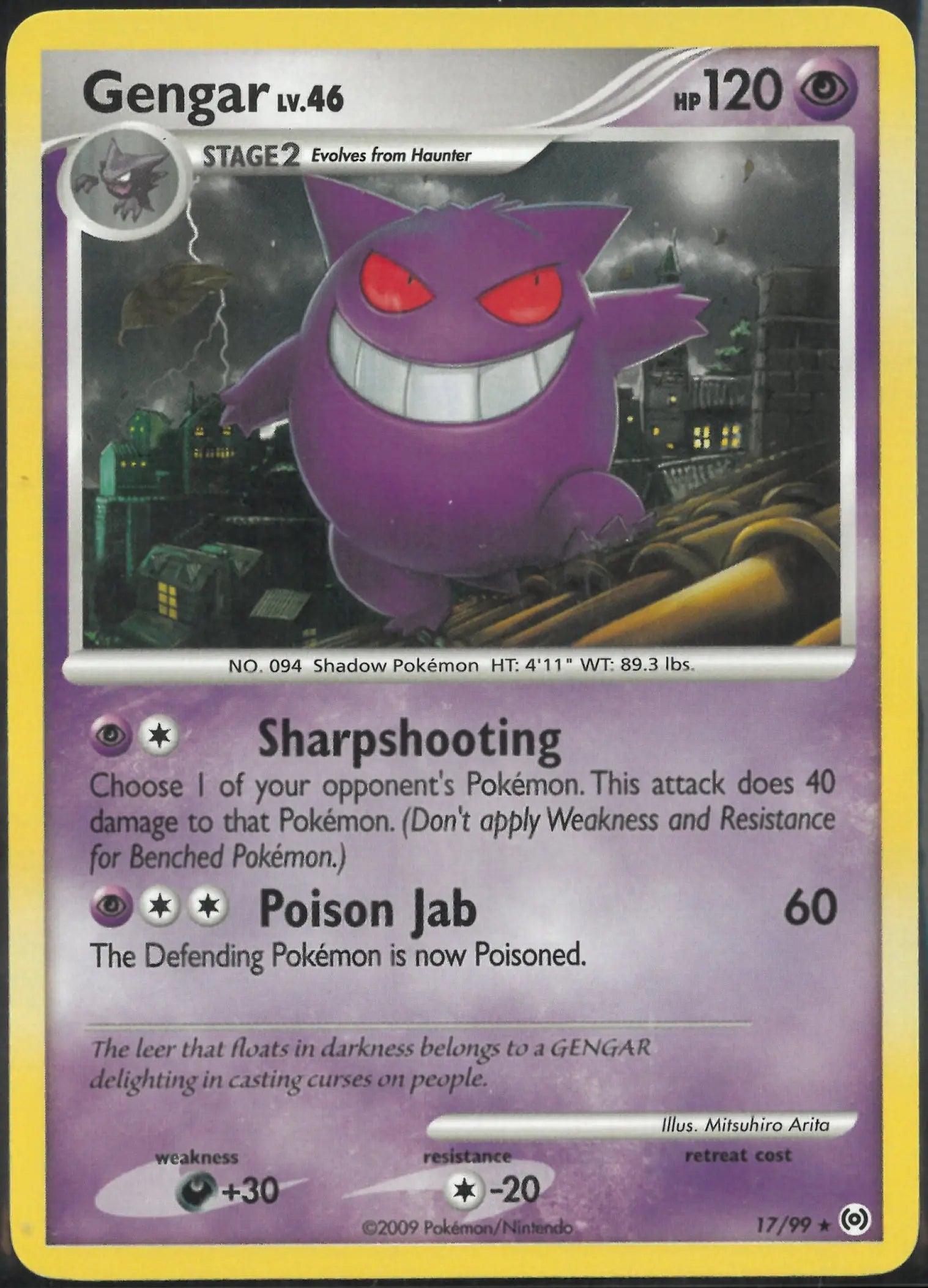2009 Pokemon Platinum Arceus Rare Normal Gengar 17/99 