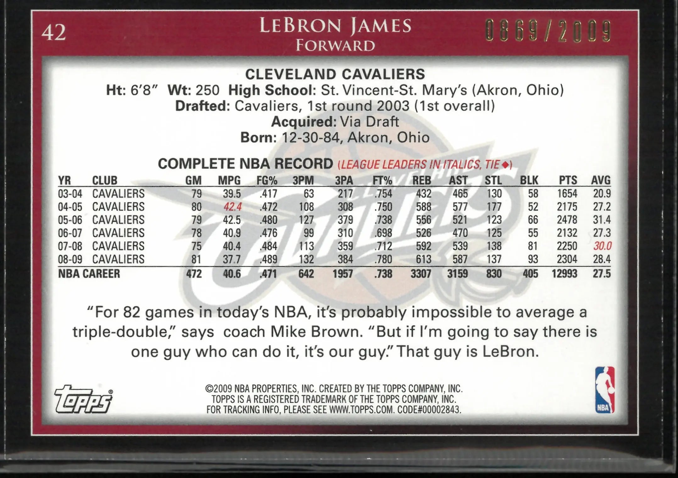 2009 Topps NBA LeBron James /2009 