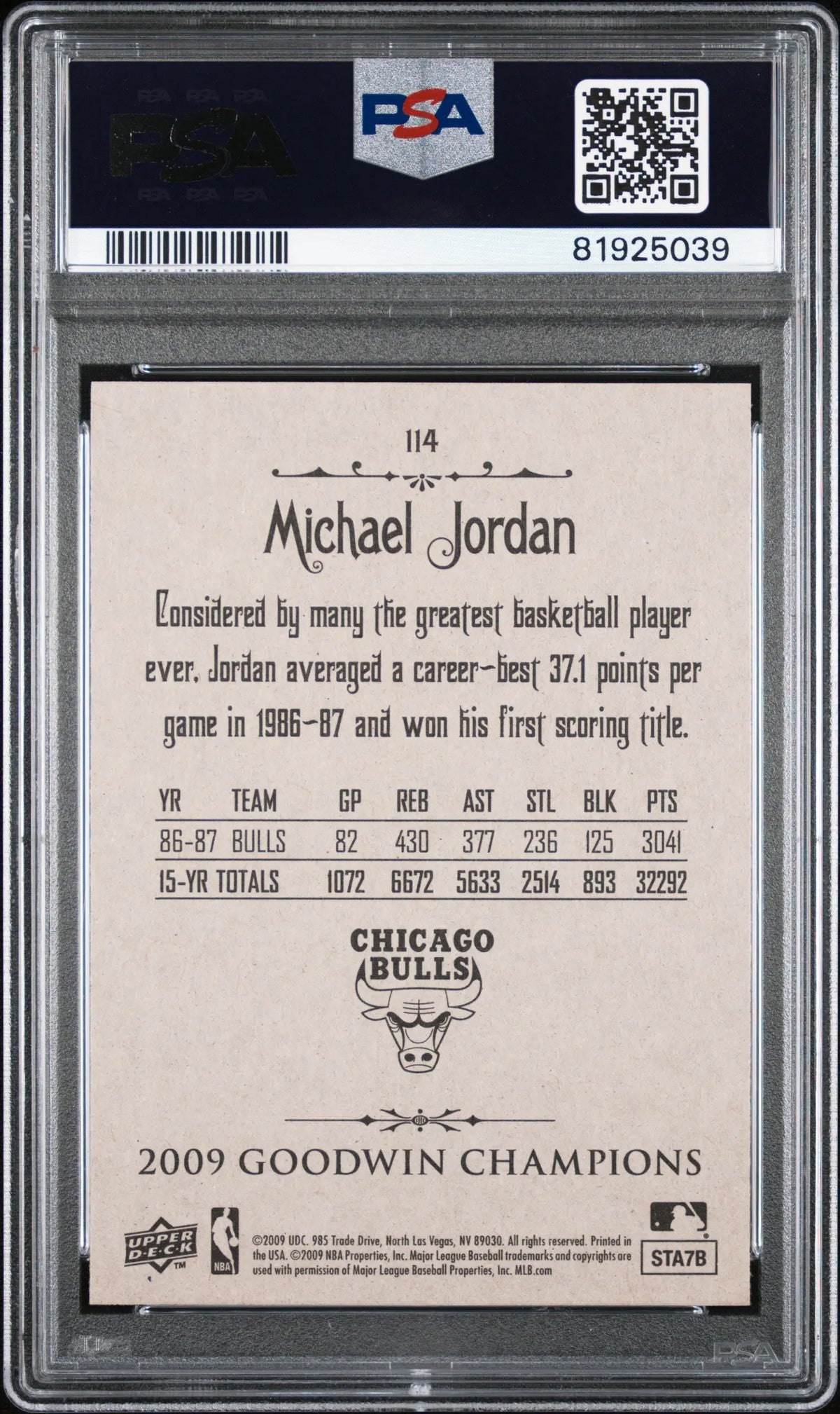 2009 Upper Deck Goodwin Champions Michael Jordan PSA 9 