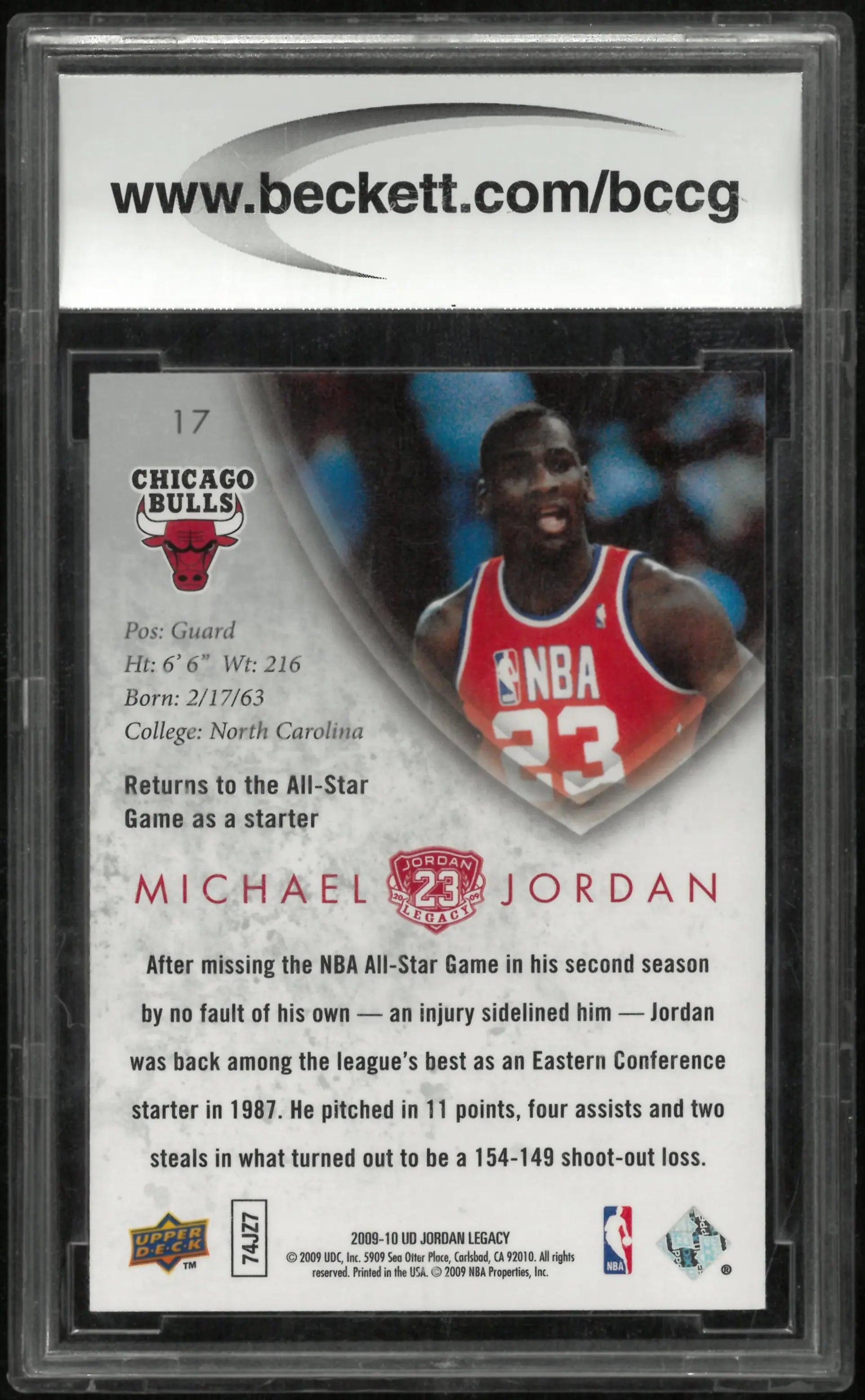 2009 Upper Deck Michael Jordan Legacy Collection Gold Michael Jordan #17 BCCG 10 