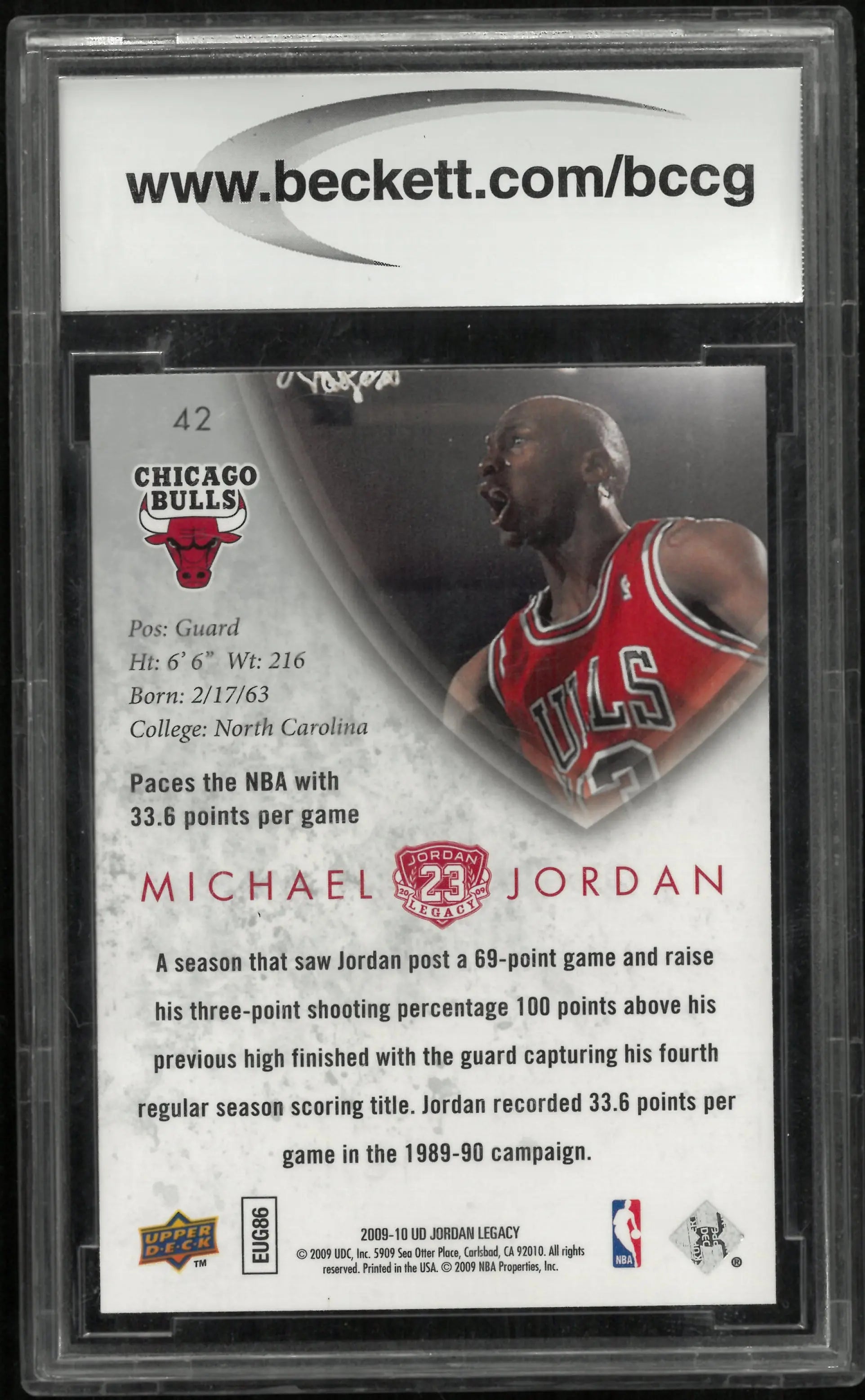 2009 Upper Deck Michael Jordan Legacy Collection Gold Michael Jordan #42 BCCG 10 