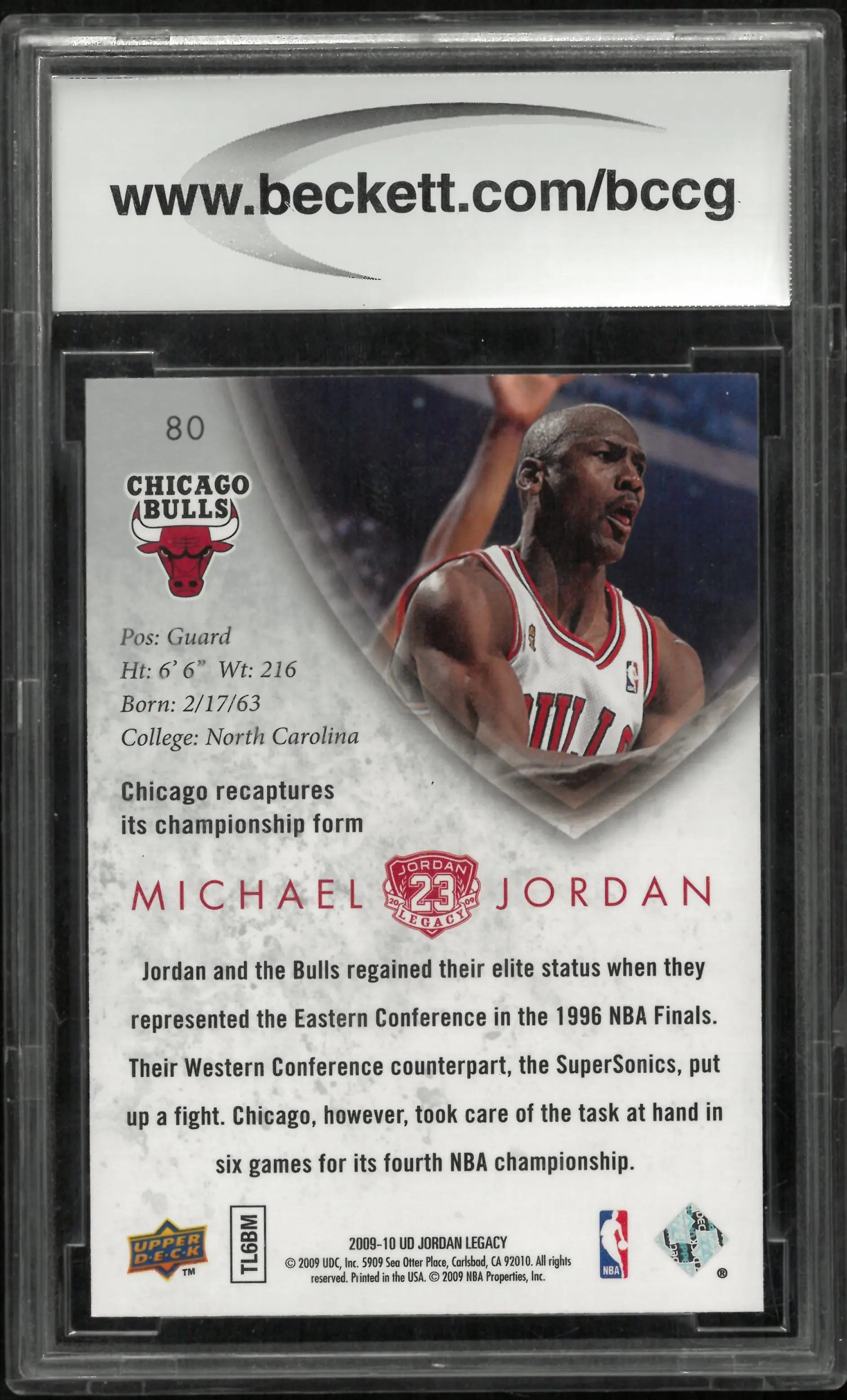 2009 Upper Deck Michael Jordan Legacy Collection Gold Michael Jordan #80 BCCG 10 