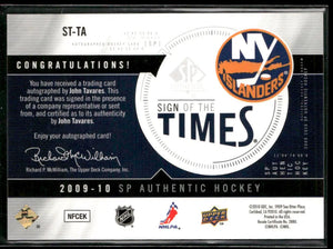 2009 Upper Deck SP Authentic Hockey Sign Of The Times Rookie Auto John Tavares 