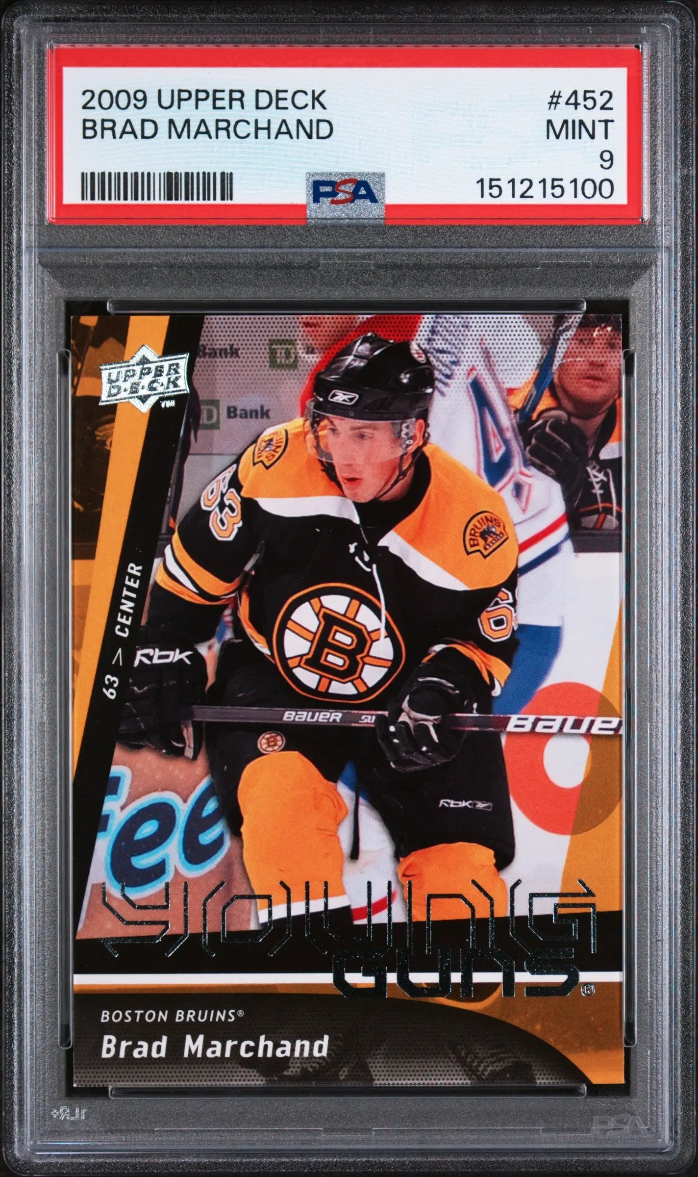 2009 Upper Deck Series 2 Young Guns Rookie Brad Marchand RC PSA 9 