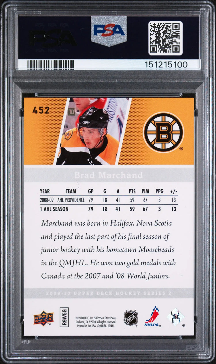 2009 Upper Deck Series 2 Young Guns Rookie Brad Marchand RC PSA 9 