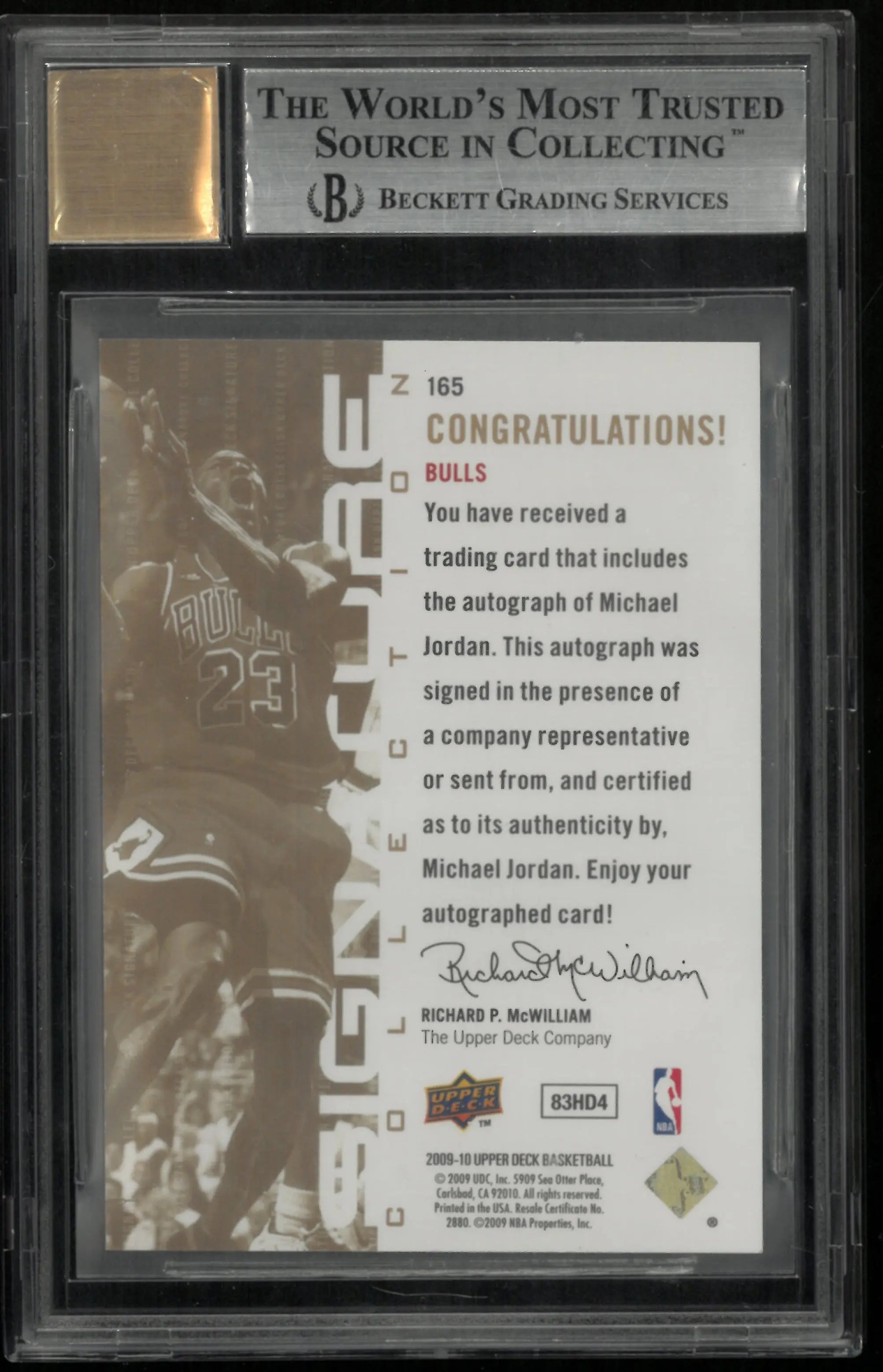 2009 Upper Deck Signature Collection Auto Autograph Michael Jordan BGS 9 Auto 10 