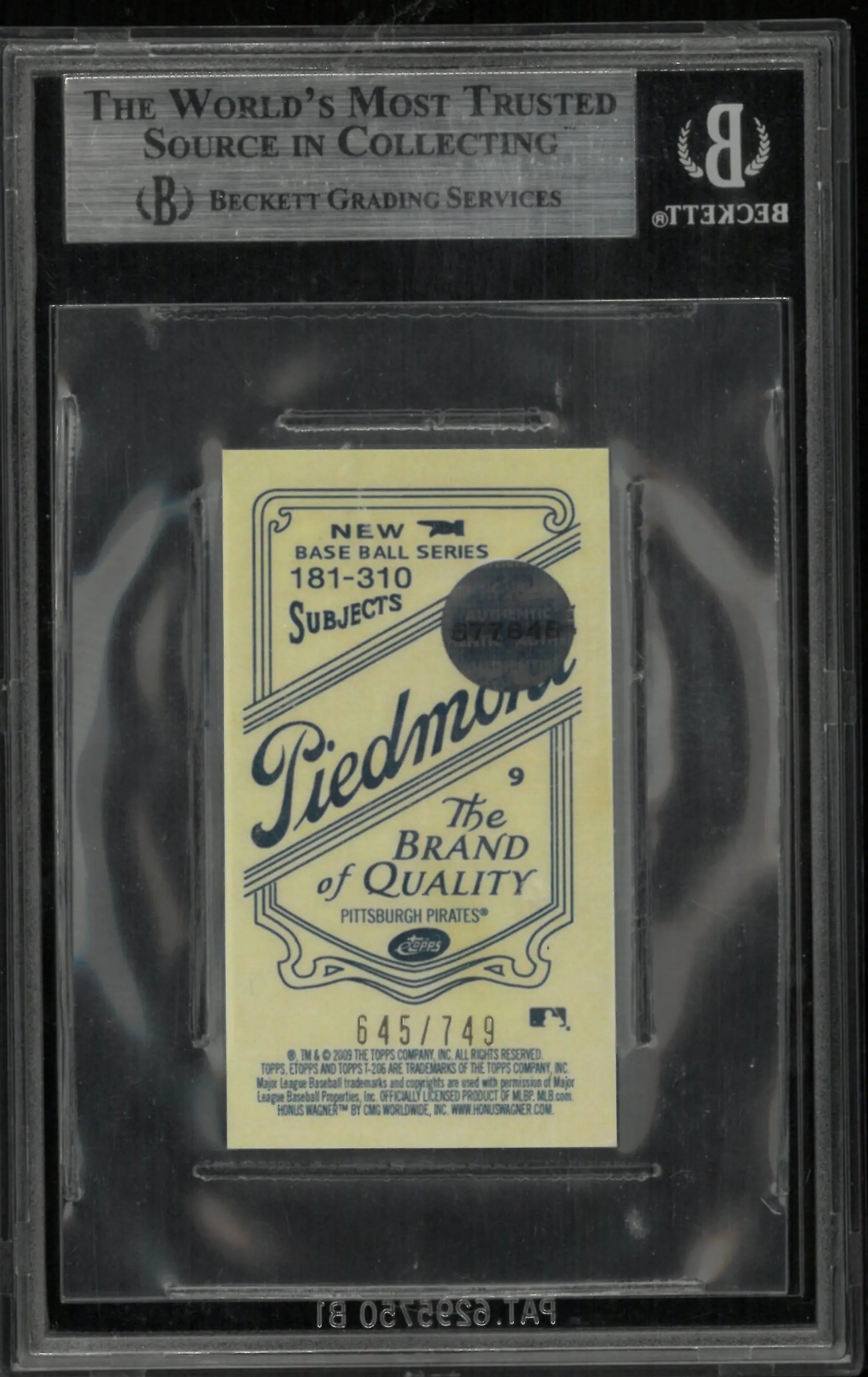 2009 eTopps T206 Tribute Honus Wagner /749 BGS 9 