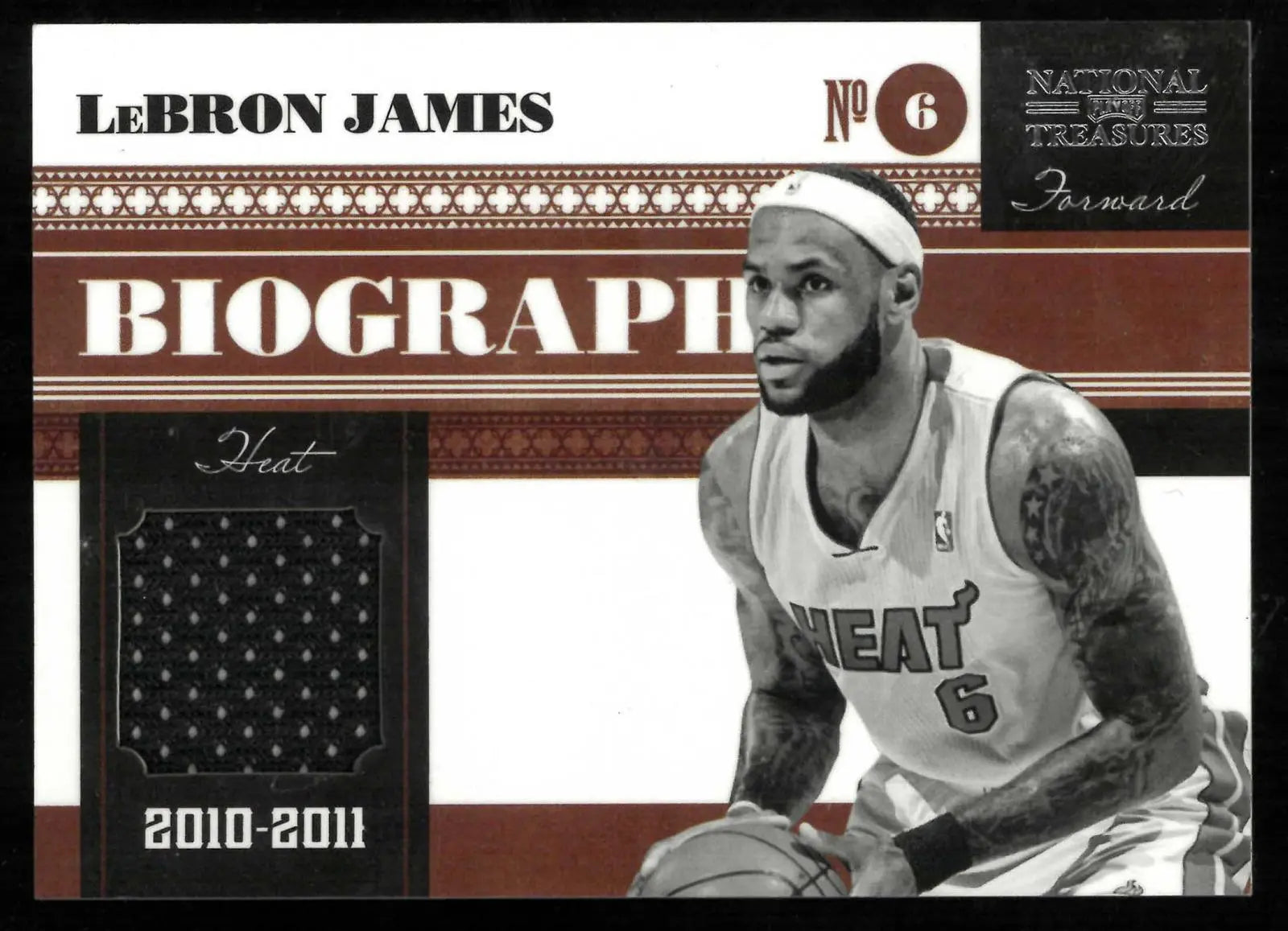 2010-11 Panini National Treasures Patch LeBron James Biography Materials /99 