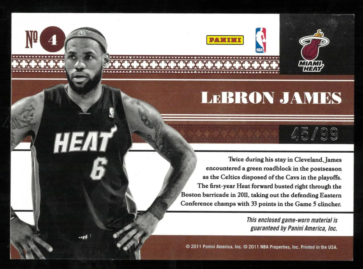 2010-11 Panini National Treasures Patch LeBron James Biography Materials /99 
