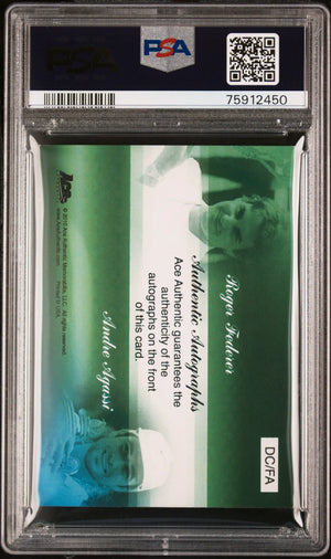 2010 Ace Authentic Aces Dual Autographs #DC/FA Federer Agassi /25 PSA 6 