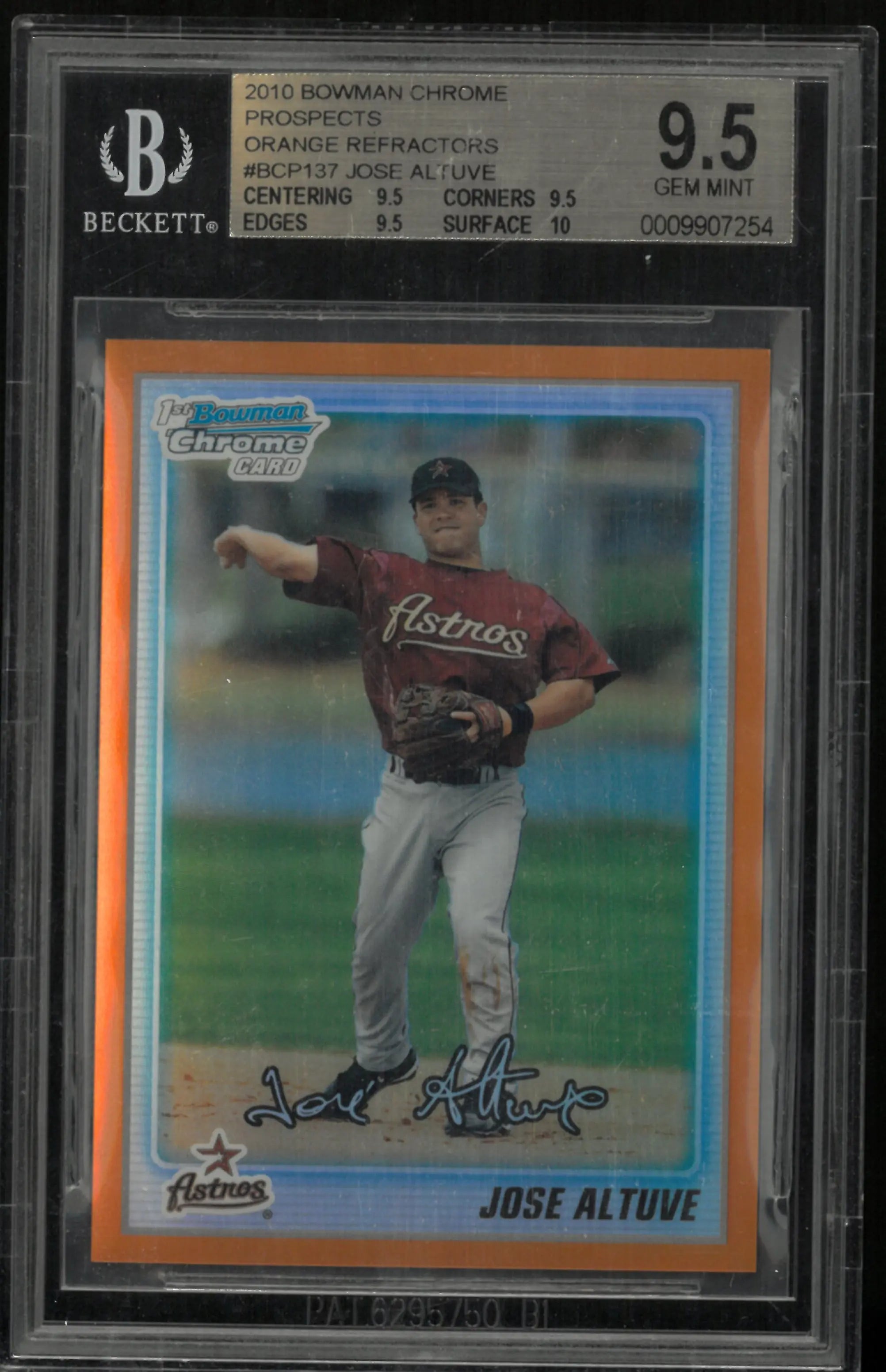 2010 Bowman Chrome Prospects Orange Refractors Jose Altuve RC Rookie BGS 9.5 /25 