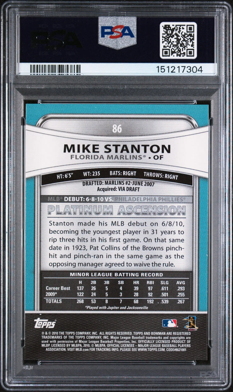 2010 Bowman Platinum Rookie Mike Stanton RC PSA 10 