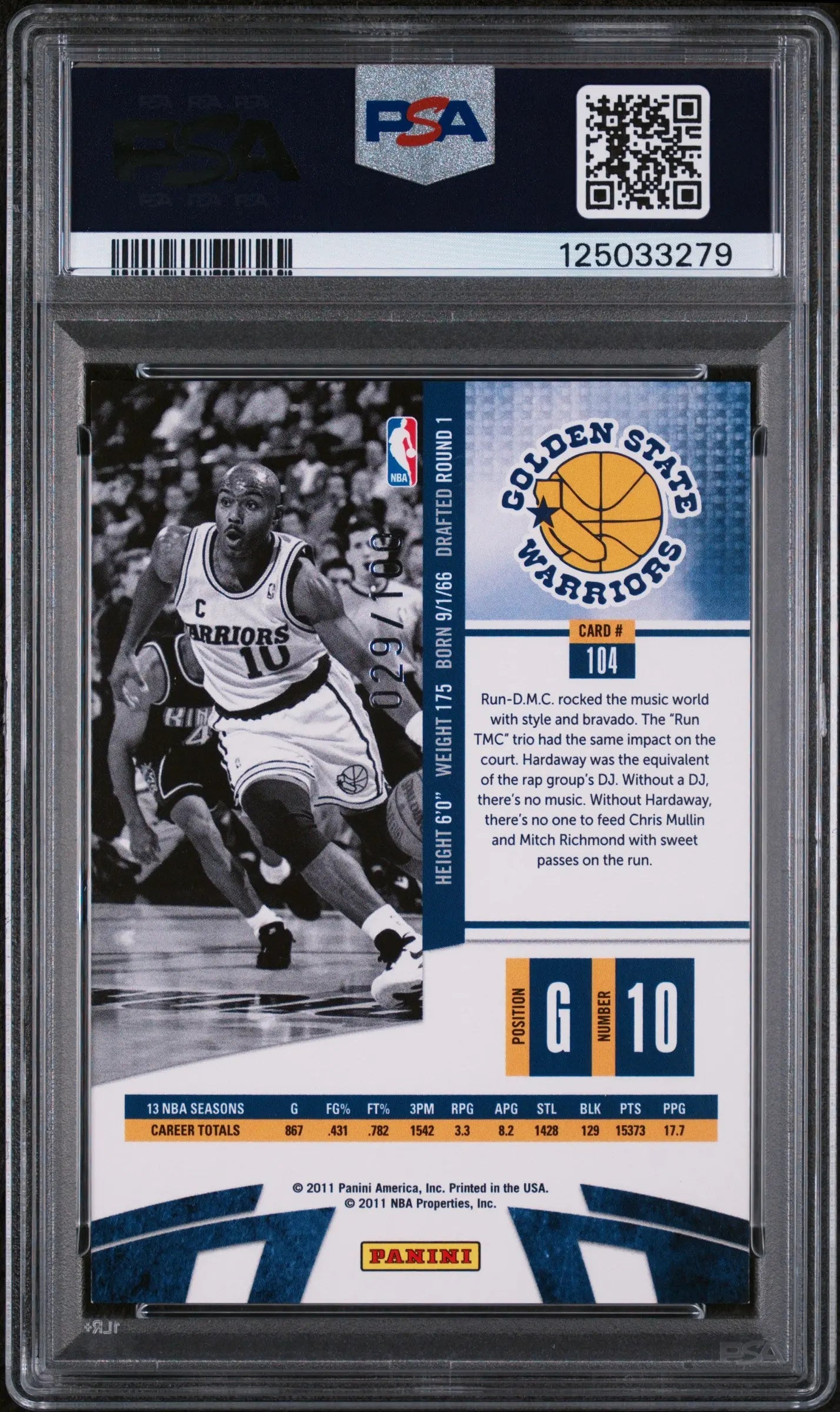 2010 Panini Absolute Memorabilia /100 Tim Hardaway #104 Spectrum Gold PSA 9 