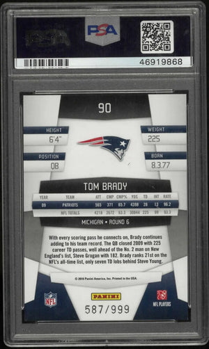 2010 Panini Certified Tom Brady Platinum Red /999 PSA 10 