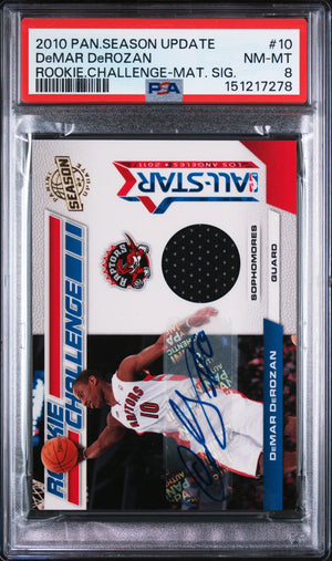 2010 Panini Season Rookie Patch Autograph Challenge DeMar DeRozan Auto /25 PSA 8 