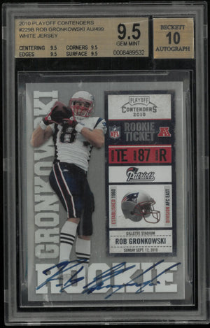 2010 Playoff Contenders Football White Jsy Rob Gronkowski RC Auto /499 BGS 9.5 