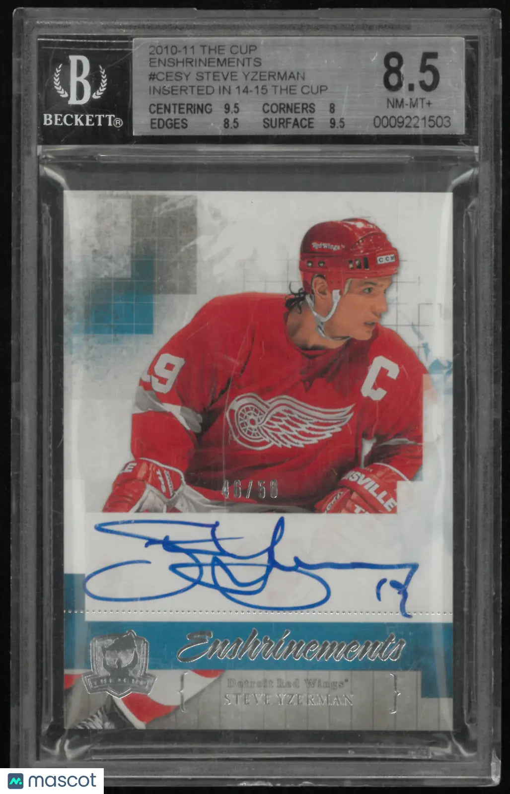 2010 The Cup Enshrinements Steve Yzerman #CESY /(inserted BGS 8.5 Auto 9 