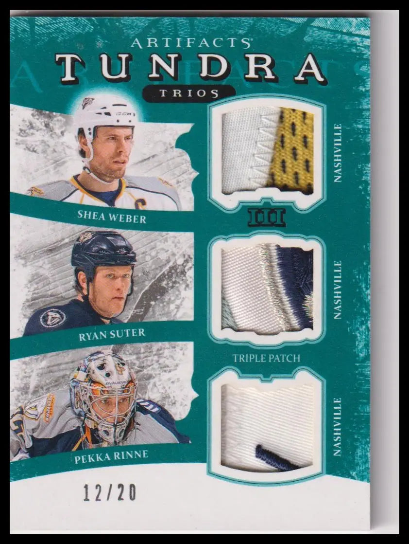 2011-12 UD Artifacts Weber Suter Rinne Tundra Trios Patches Emerald #/20 