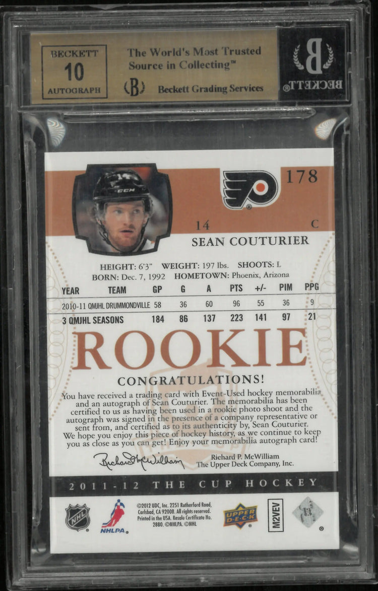 2011-12 Upper Deck The Cup Sean Couturier Rookie Patch Auto /99 BGS 9.5 