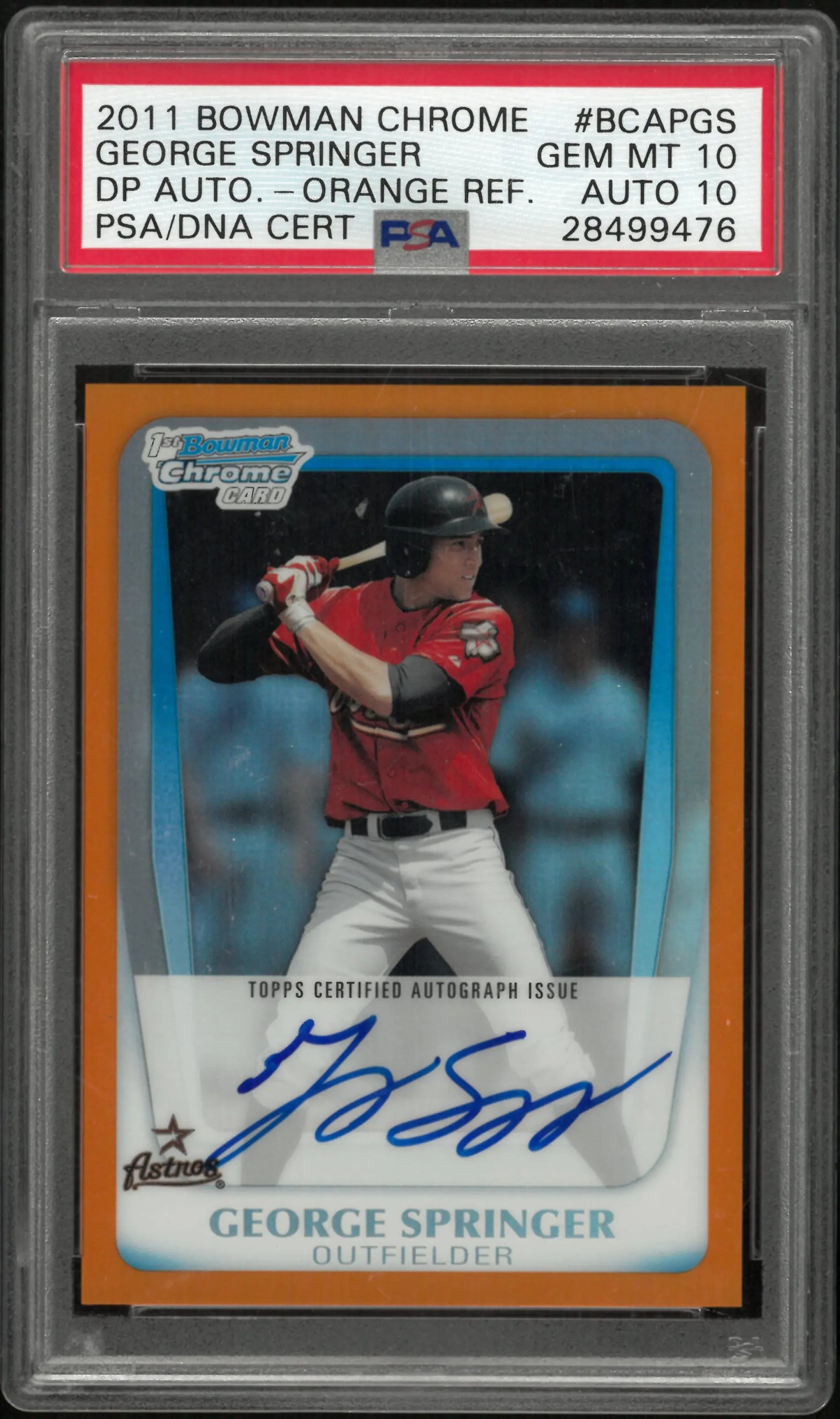 2011 Bowman Chrome Prospect Auto George Springer RC Orange Refractor PSA 10 /25 