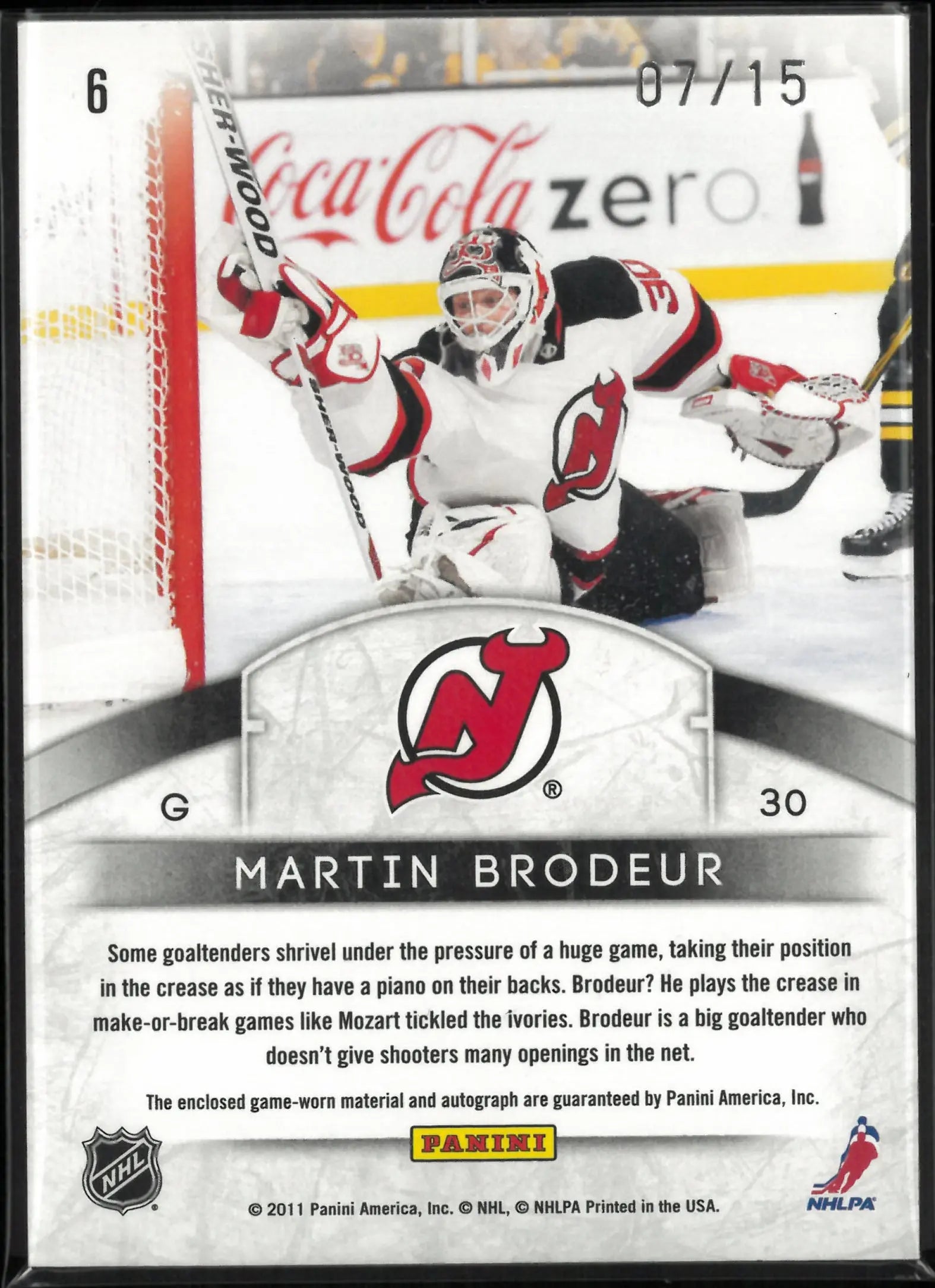 2011 Panini Limited Crease Cleaners Autograph Martin Brodeur Patch Auto /15 