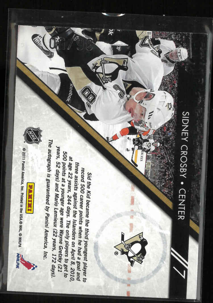2011 Panini Pinnacle Autograph Sidney Crosby Auto /50 