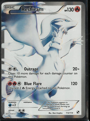 2011 Pokemon Black and White Ultra Rare Full Art Reshiram 113/114 