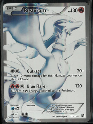 2011 Pokemon Black and White Ultra Rare Full Art Reshiram 113/114 